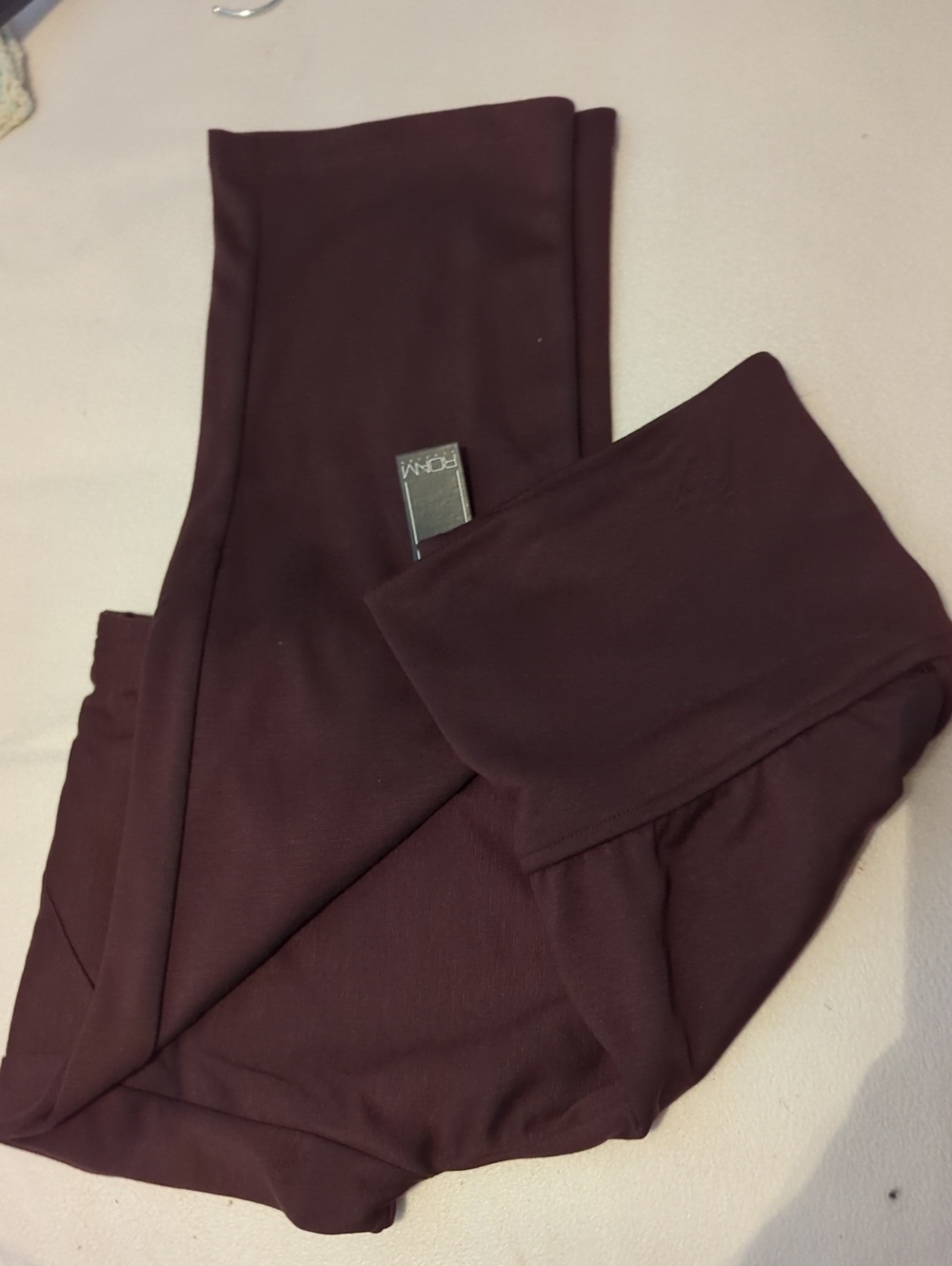 RONV Straight Leg Pull On Pants Women M Brown Wide Waist-Band Side Pockets NWT